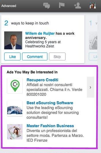 Linkedin - Esempio di annuncio messaggio